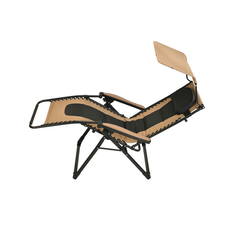 Folding Recliner Chair With Canopy Shade Sun Protection Comfort