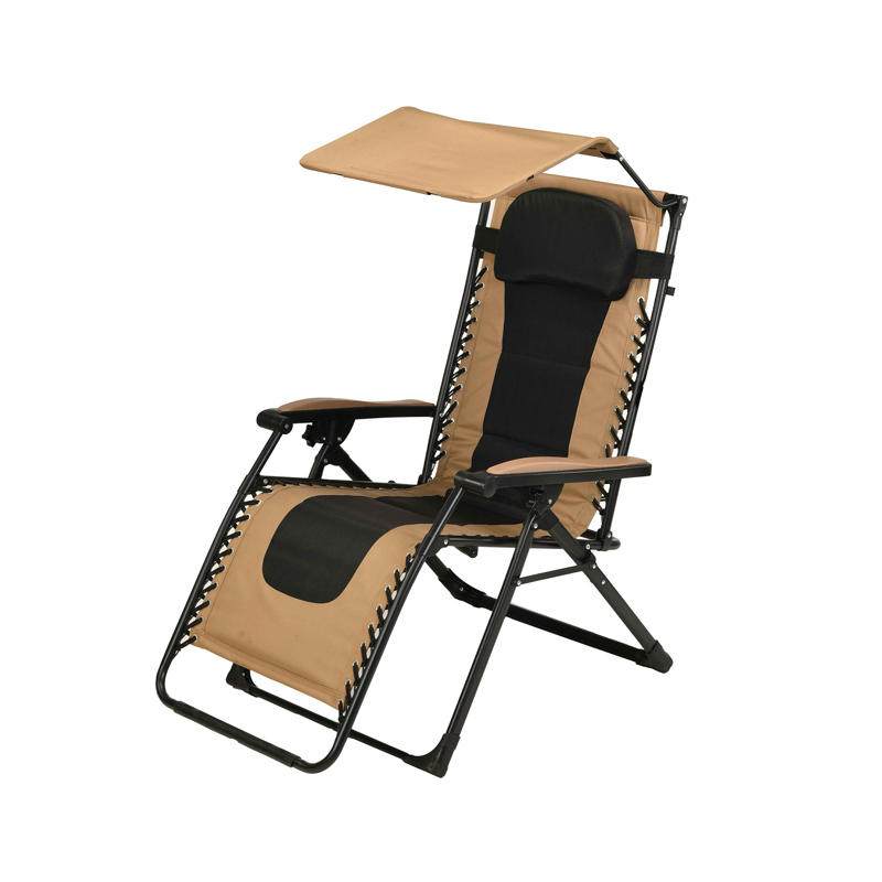 Folding Recliner Chair With Canopy Shade Sun Protection Comfort