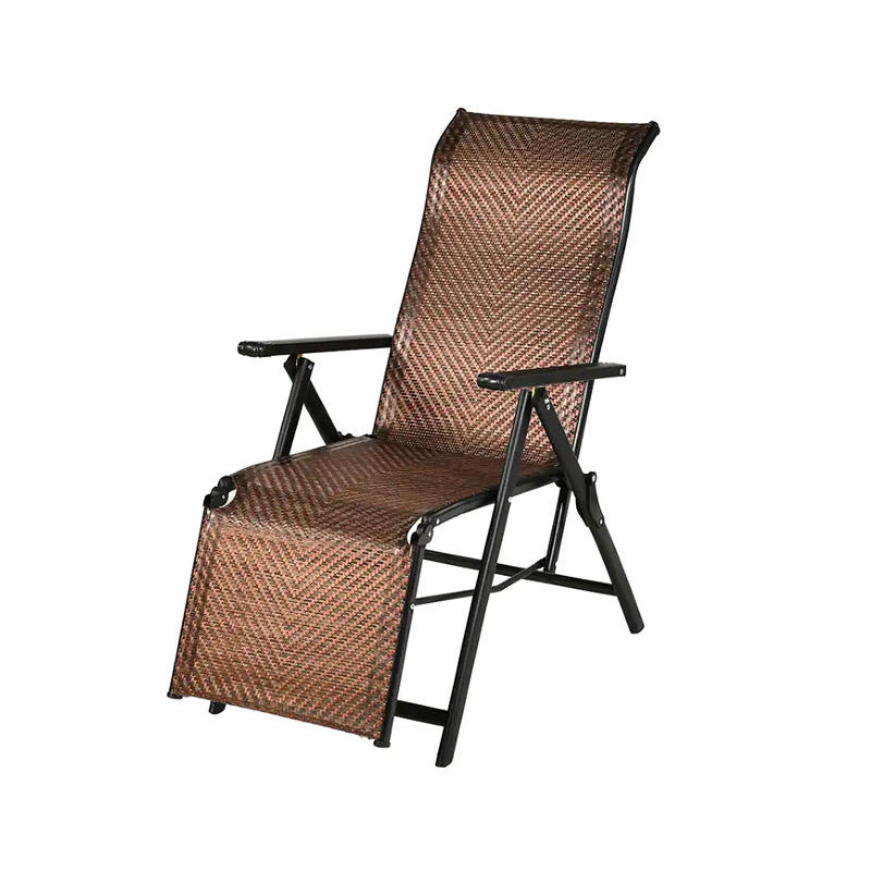 Outdoor & Indoor Steel Pipe PVC Rattan Folding Recliner Chair