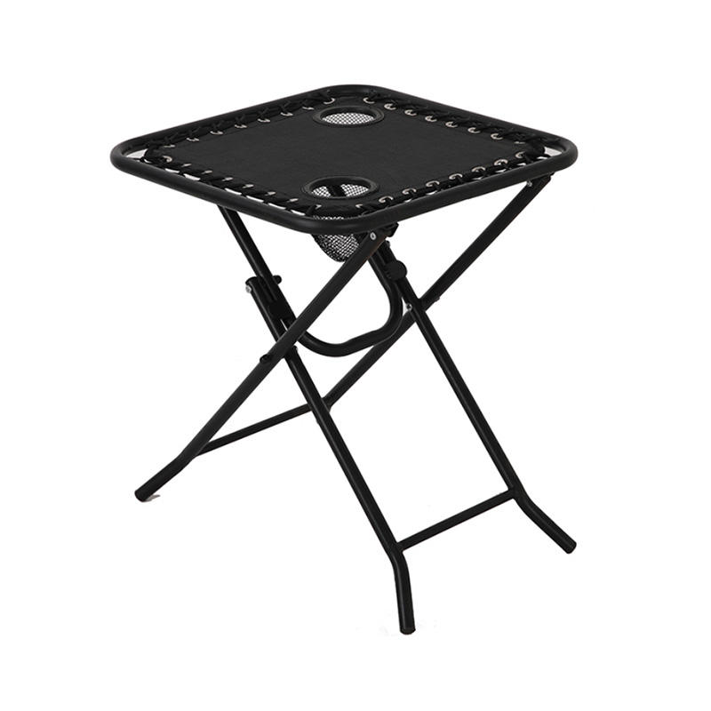 Black Portable Zero Gravity Table Folding Table with 2 Built-in Cup Holders